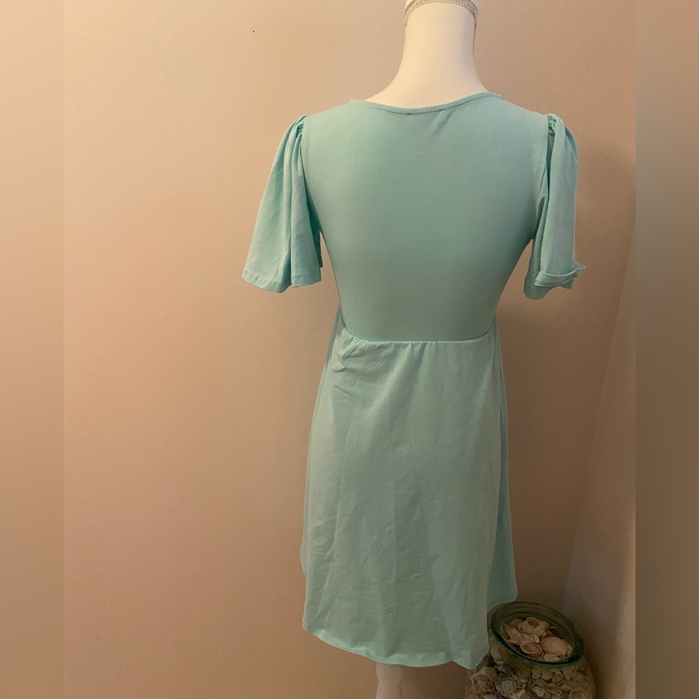 VENUS teal Mini Sundress with Flutter Sleeves size small flirty girly - Picture 2 of 7